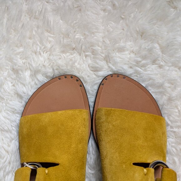 NWT rag & bone Arc Flat Suede Sandal Slide in Mustard (size: 6) - Picture 4 of 9
